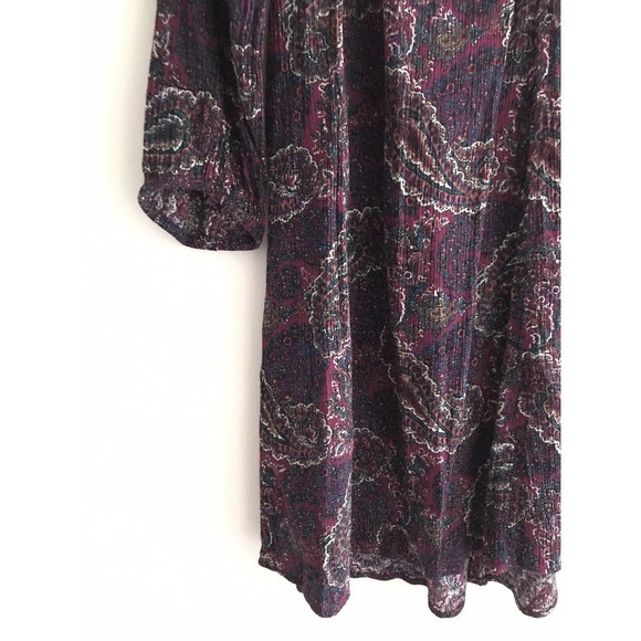 American Eagle | Paisley Mini Dress Womens Size M Purple 3/4 Sleeves Cut Out - Picture 7 of 11